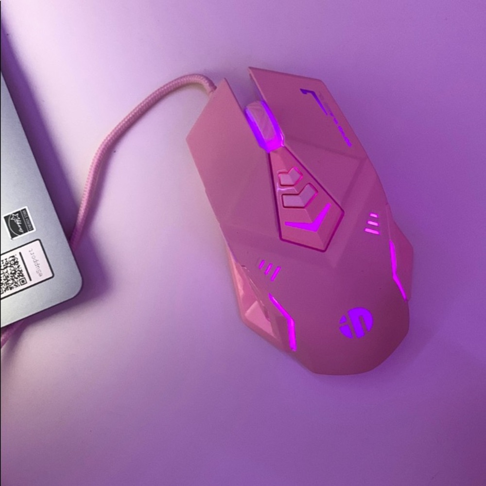 pink led wired mouse